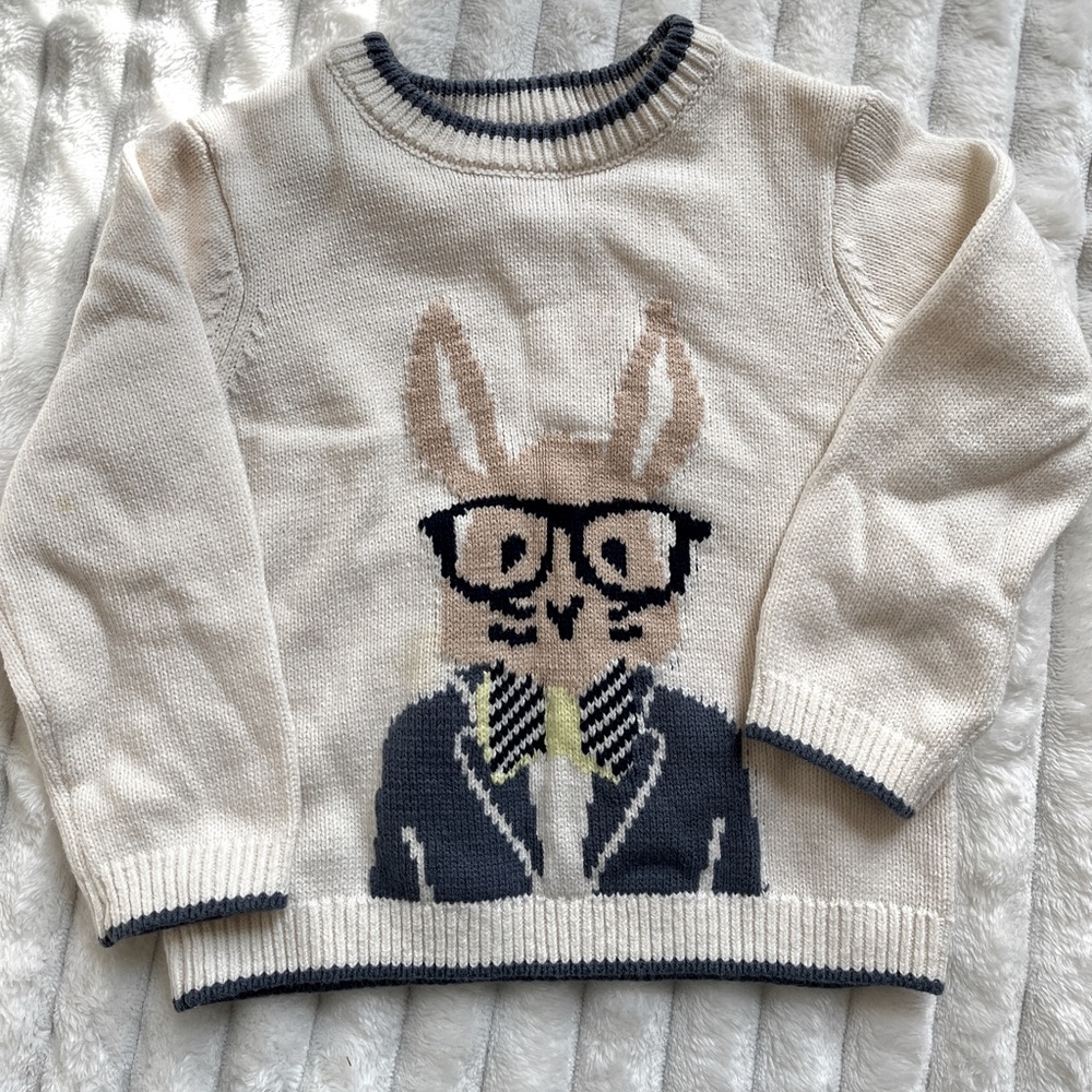 2T Easter Bunny with Glasses Toddler Special Occasion Sweater